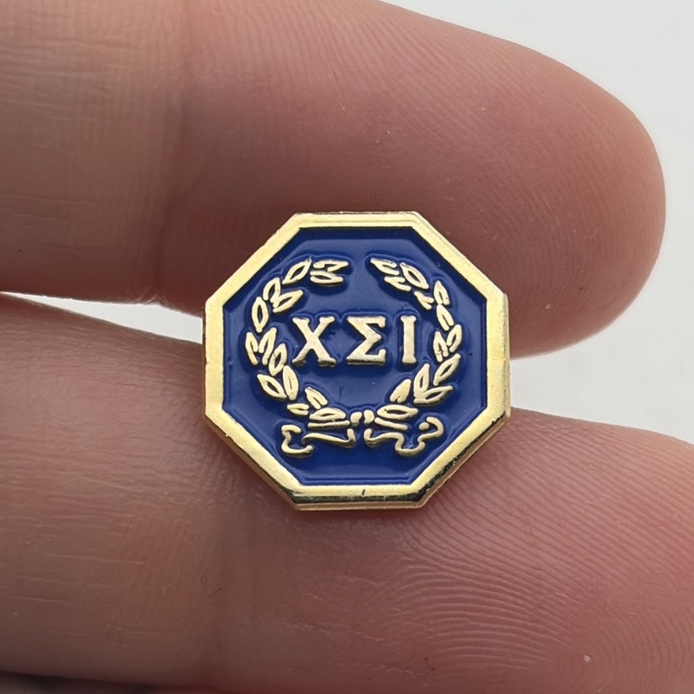 Chi Sigma Iota Counseling Honor Society Octagon Lapel Hat Pin Blue Gold Tone